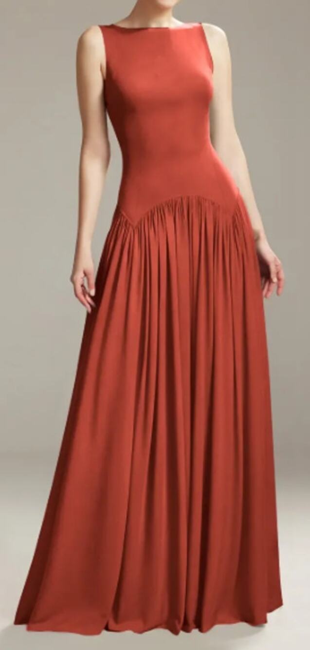 AW BRIDAL 8 M rust red Seren chiffon formal party gala maxi dress NEW 0B14